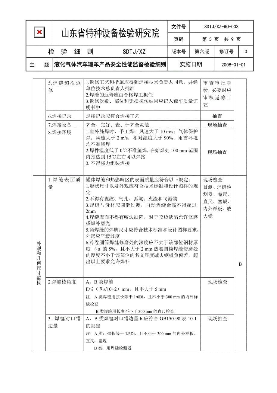 SDTJXZ-RQ-003液化气体汽车罐车产品安全性能监督检验细则.doc_第5页