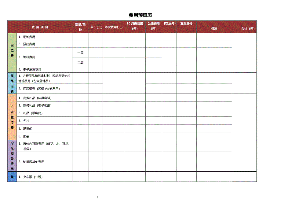 展会预算表格(参考)-_第1页