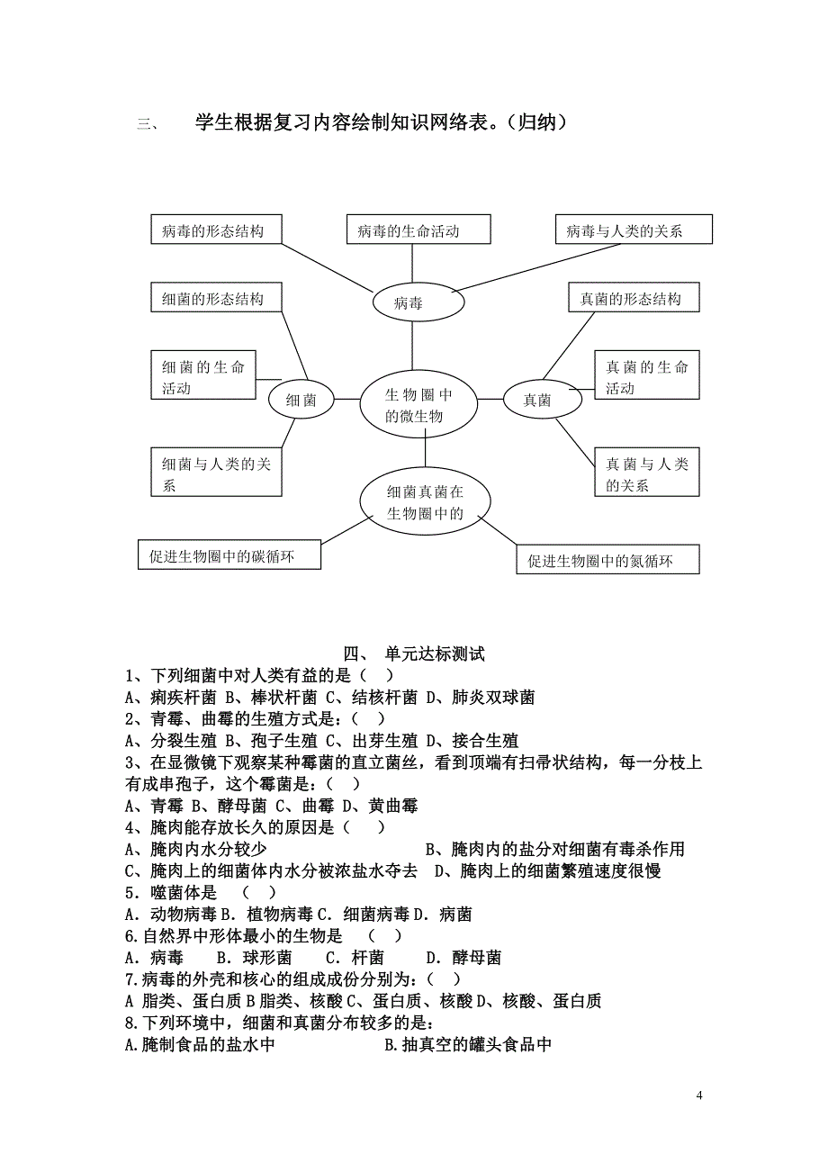 第三章生物圈中的微生物复习学案.doc_第4页