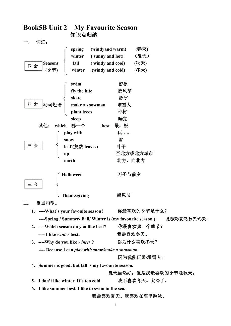 PEP小学五年级英语下册知识点归纳及练习（发家长）.doc_第4页