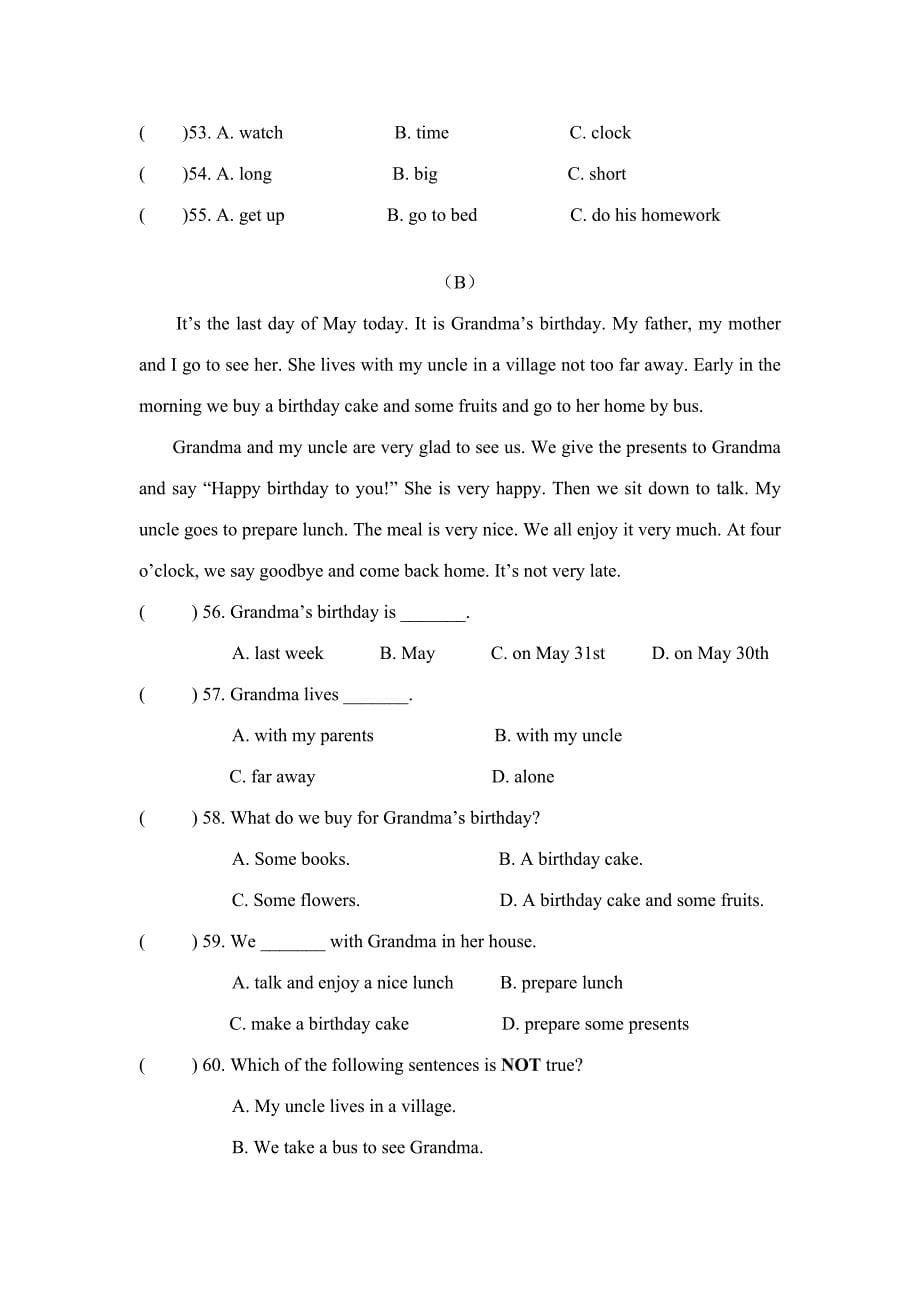 2023年学业水平测试六年级英语期中试卷.doc_第5页