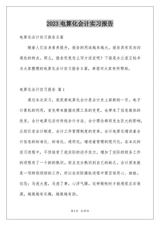 2023年电算化会计实习报告2范文.docx