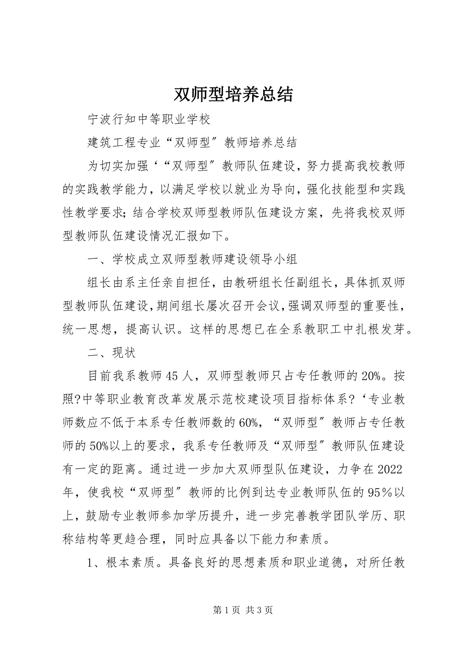 2023年双师型培养总结.docx_第1页