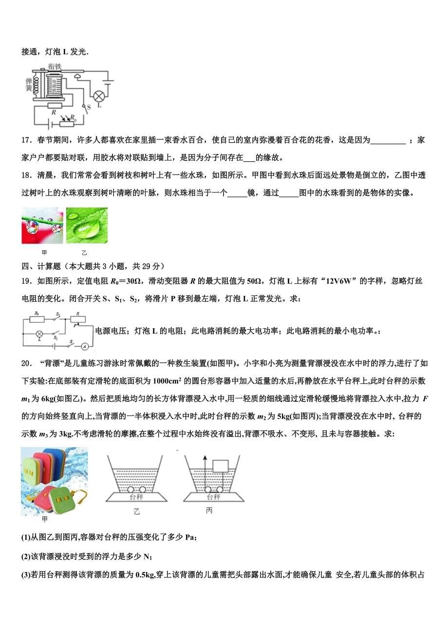 2023届山东省枣庄市台儿庄区中考物理四模试卷（含解析).doc_第5页