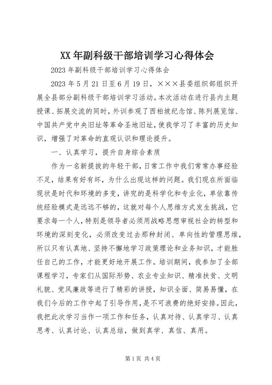 2023年副科级干部培训学习心得体会.docx_第1页