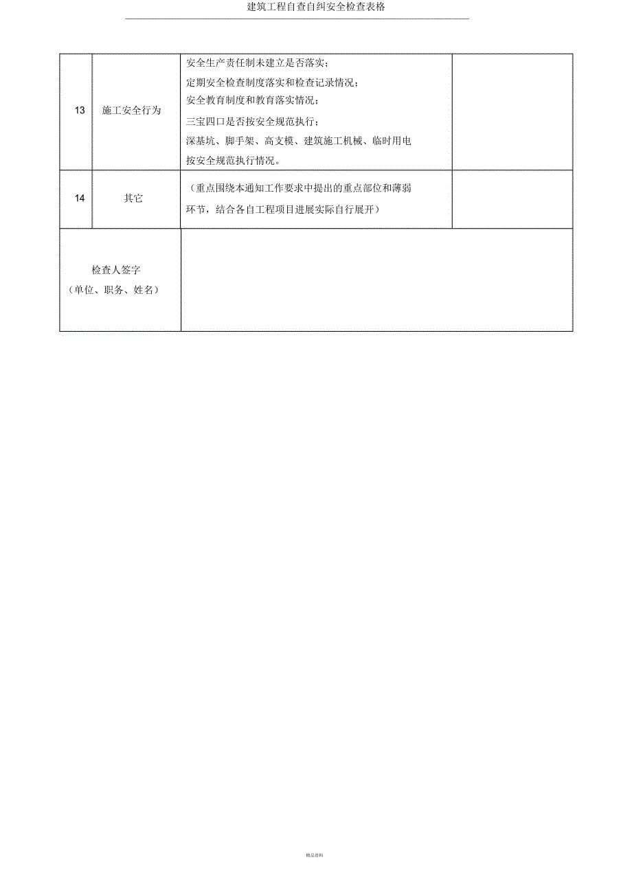 建筑工程自查自纠安全检查表格.docx_第5页