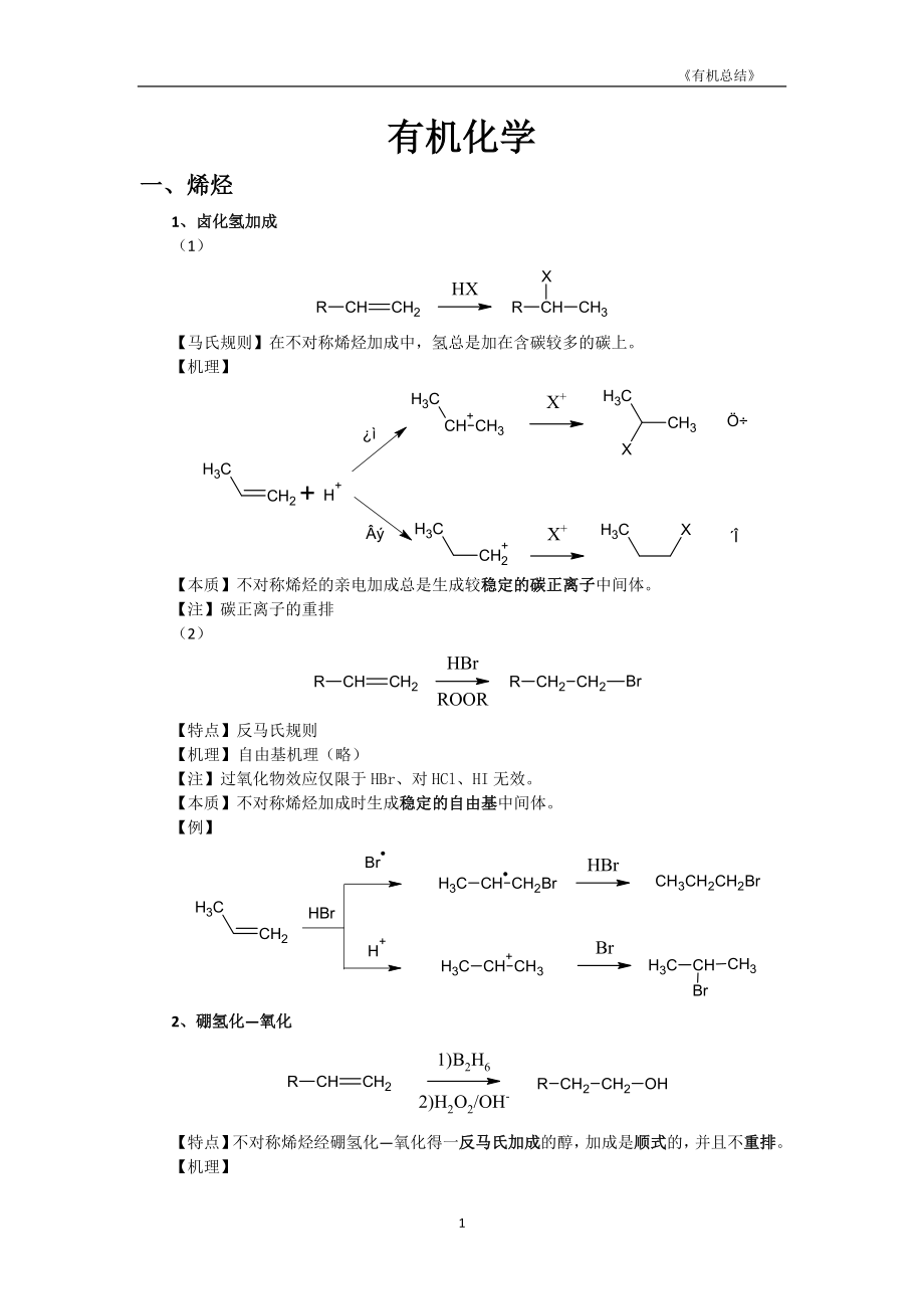 大学有机化学反应方程式总结(较全).doc_第1页