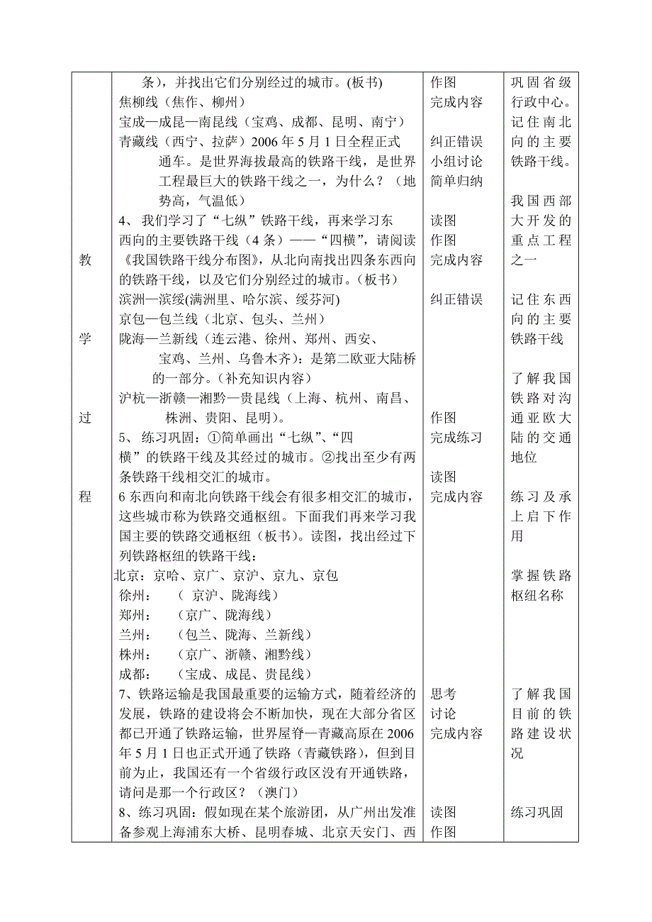 八年级地理上册第四章第一节《我国主要铁路干线》教学设计.doc_第2页