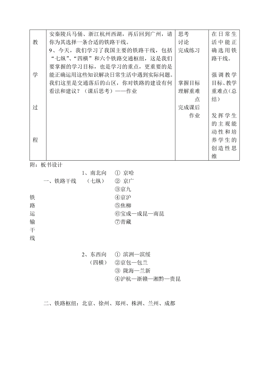 八年级地理上册第四章第一节《我国主要铁路干线》教学设计.doc_第3页