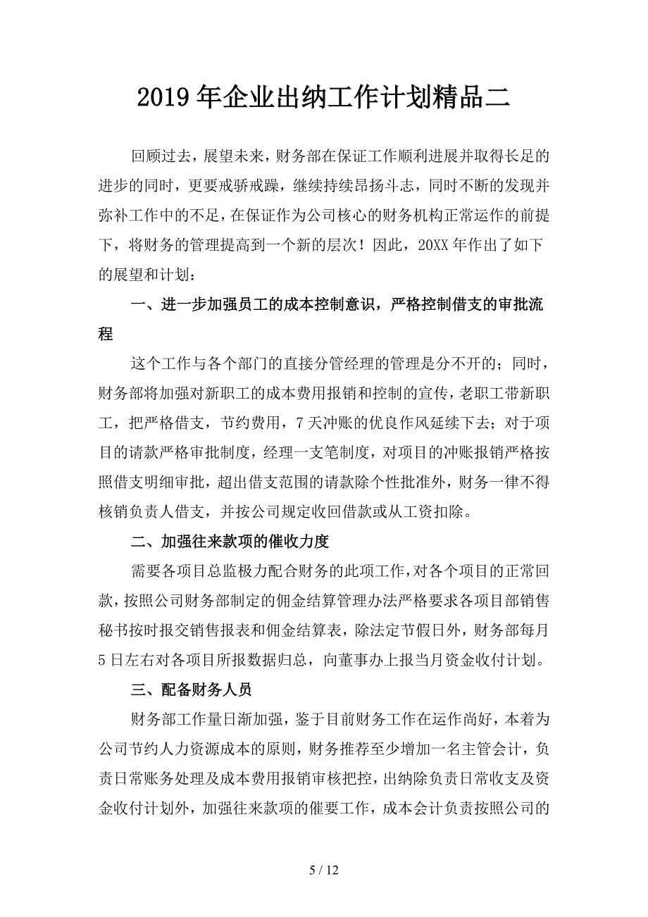 2019年企业出纳工作计划优选(四篇).docx_第5页