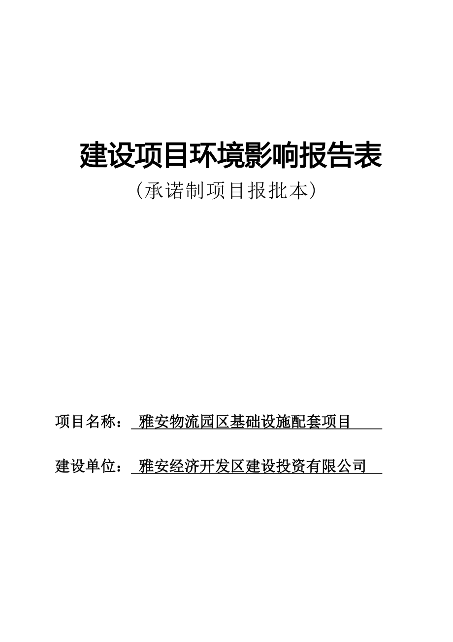 雅安物流园区基础设施配套项目建设项目环境影响报告表.docx