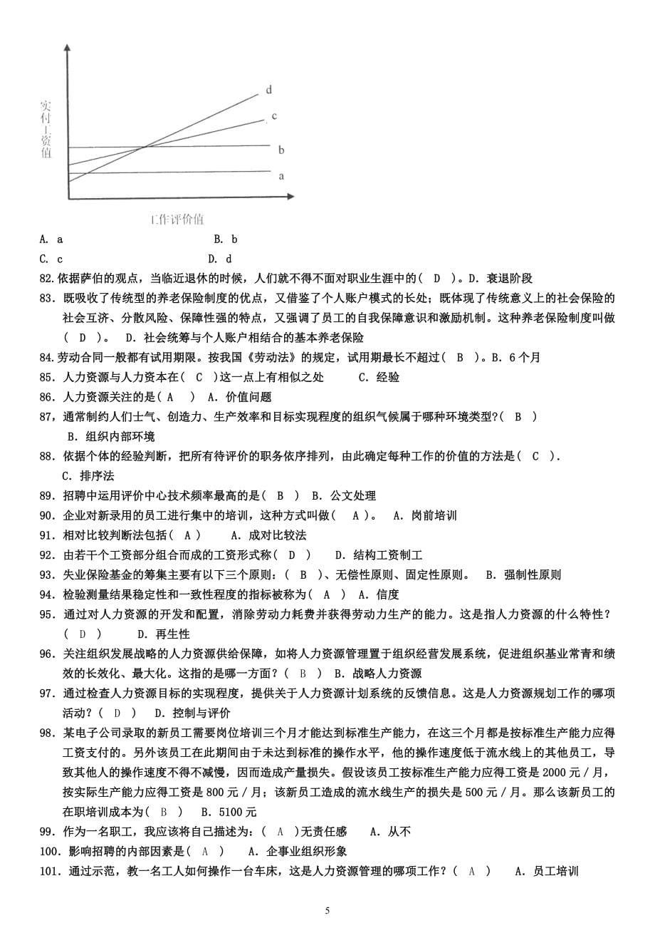 2014年7月人力资源管理资料及答案.docx_第5页