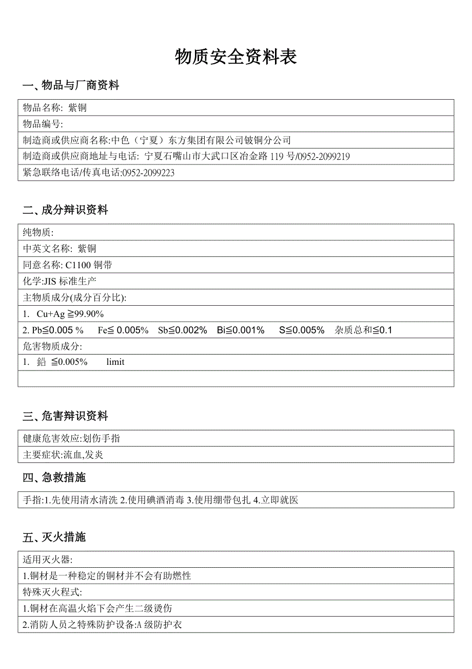 紫铜-MSDS.doc_第1页