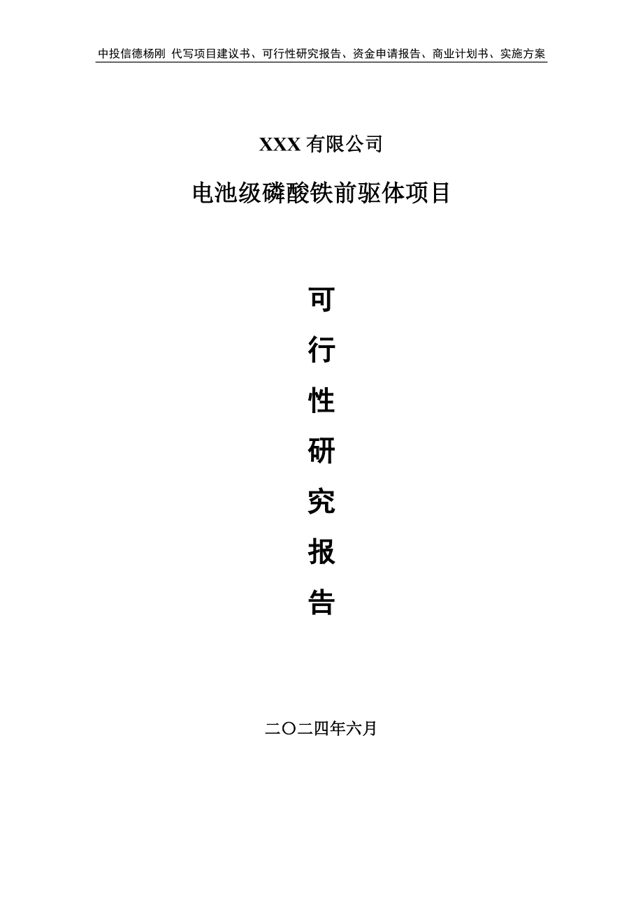 电池级磷酸铁前驱体项目可行性研究报告建议书.doc_第1页