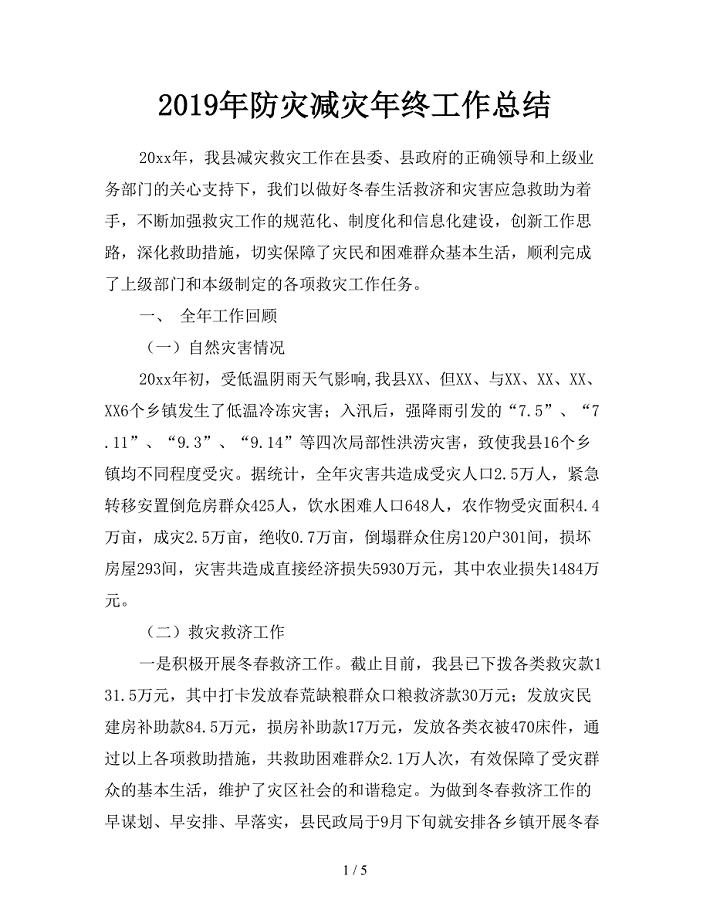 2019年防灾减灾年终工作总结.doc