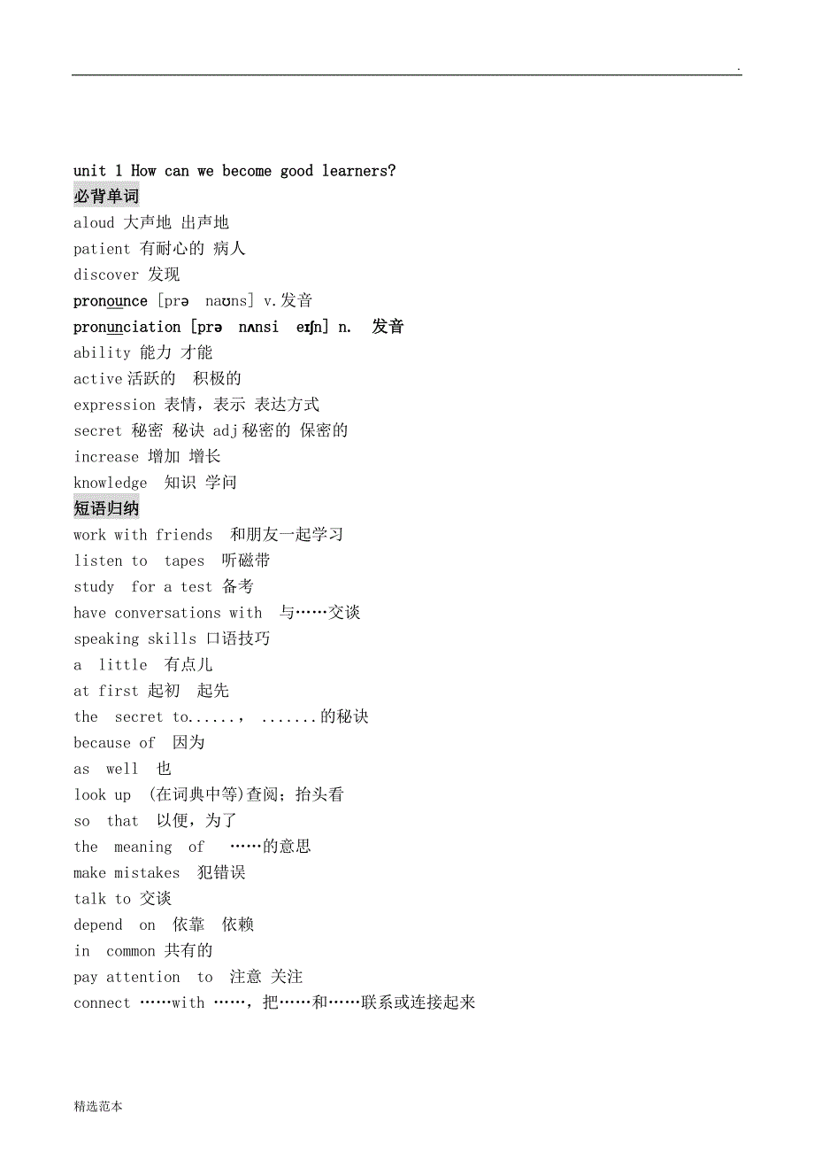 初三九年级人教版英语-单元知识点总结.doc_第1页