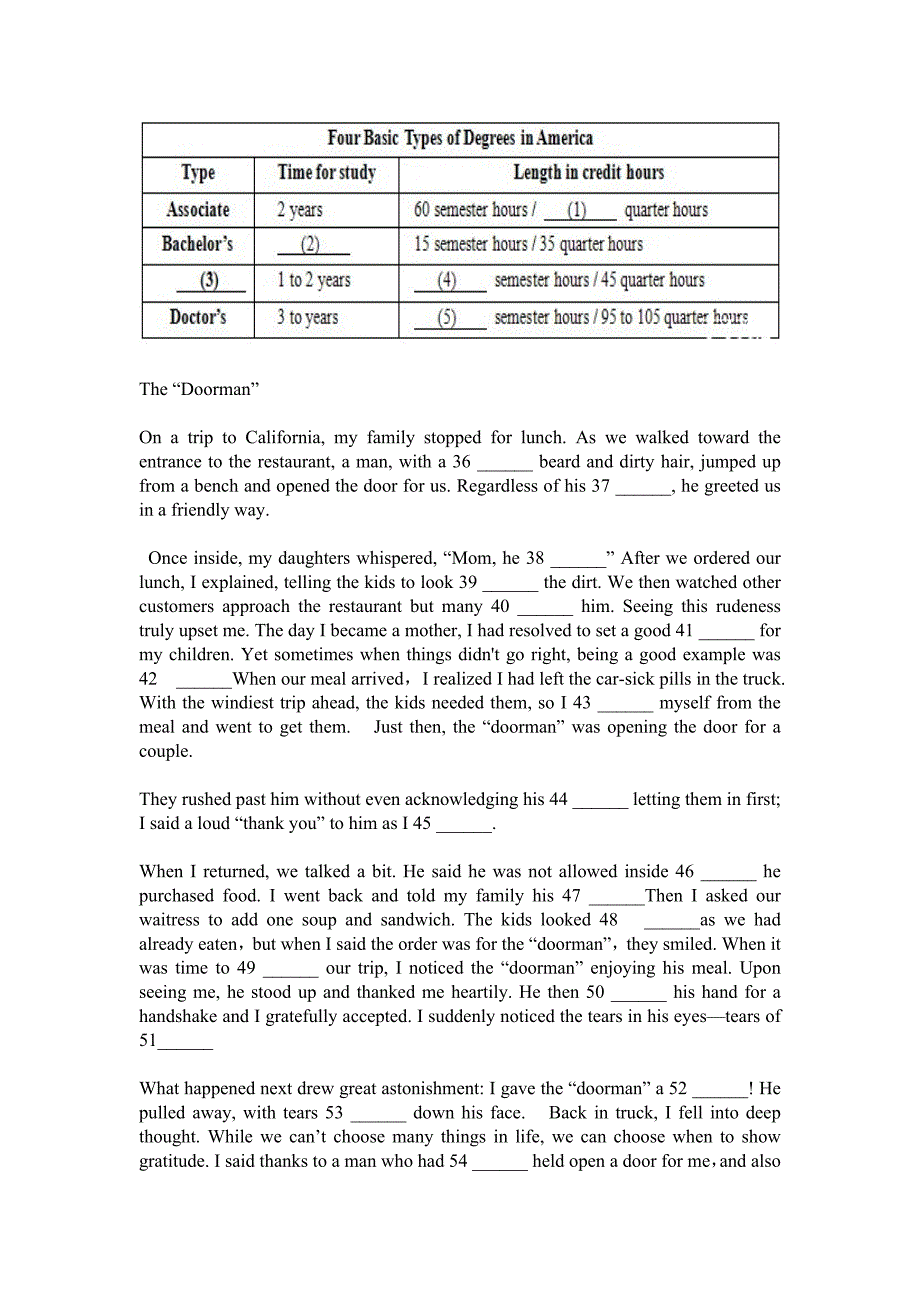 完形填空 6.1+ 答案.doc_第1页