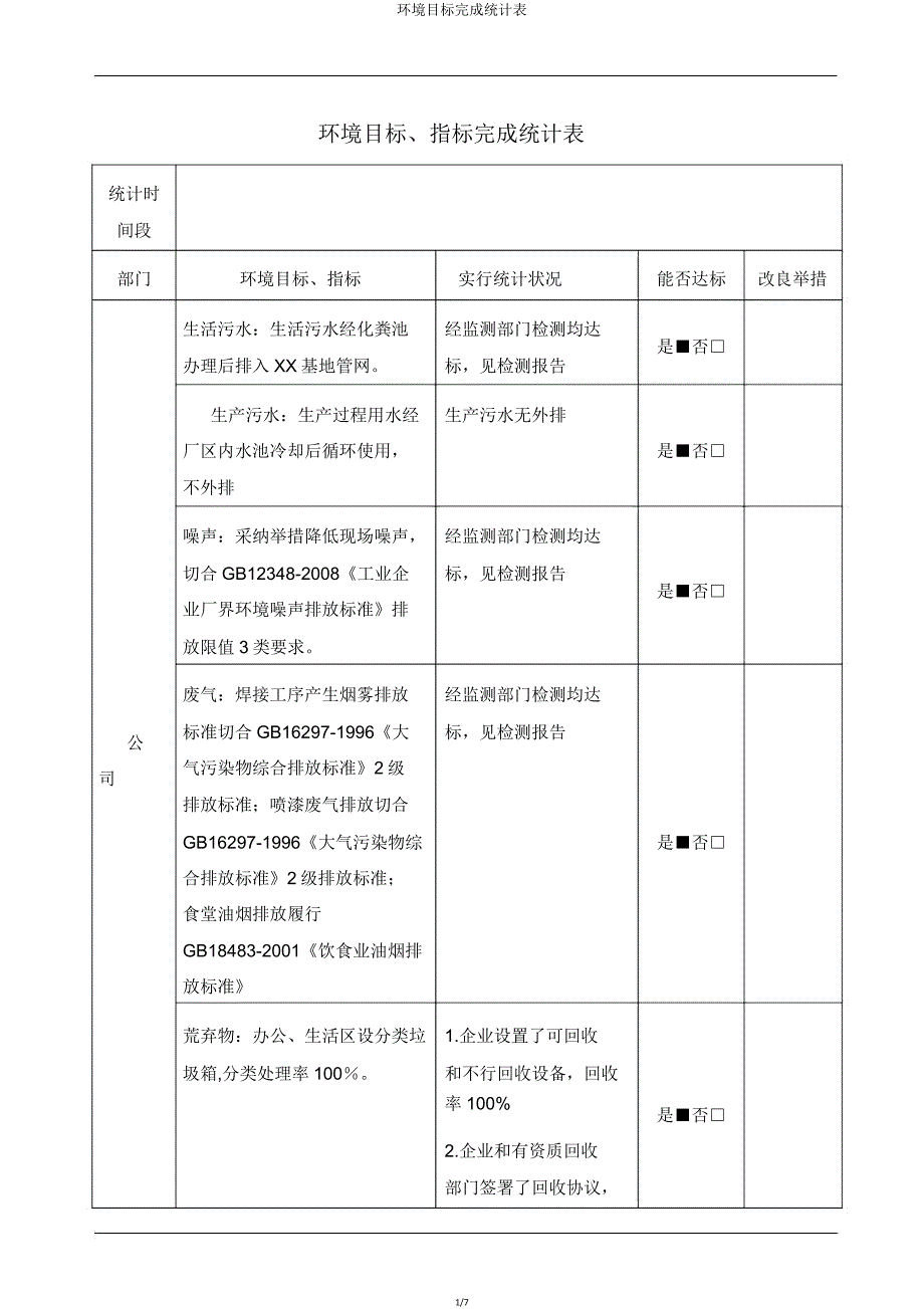 环境目标达成统计表.doc_第1页