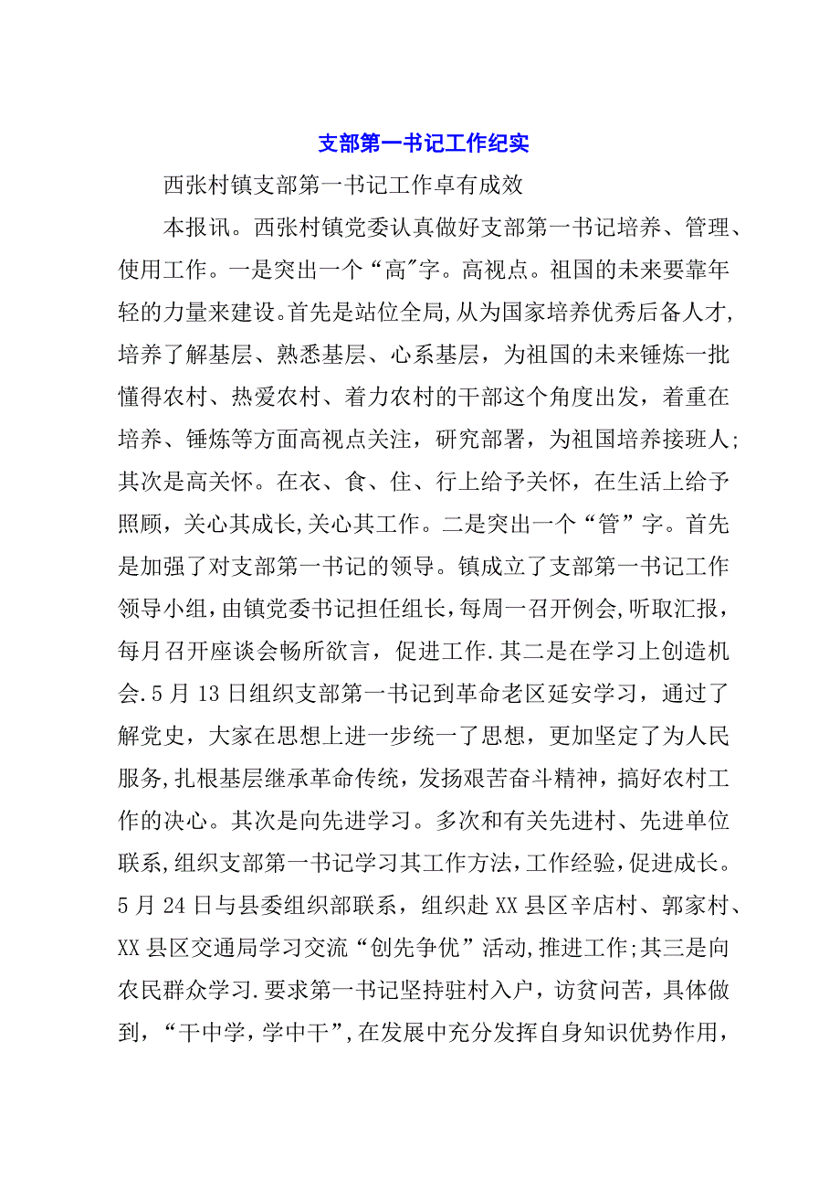 支部第一书记工作纪实_1.docx_第1页