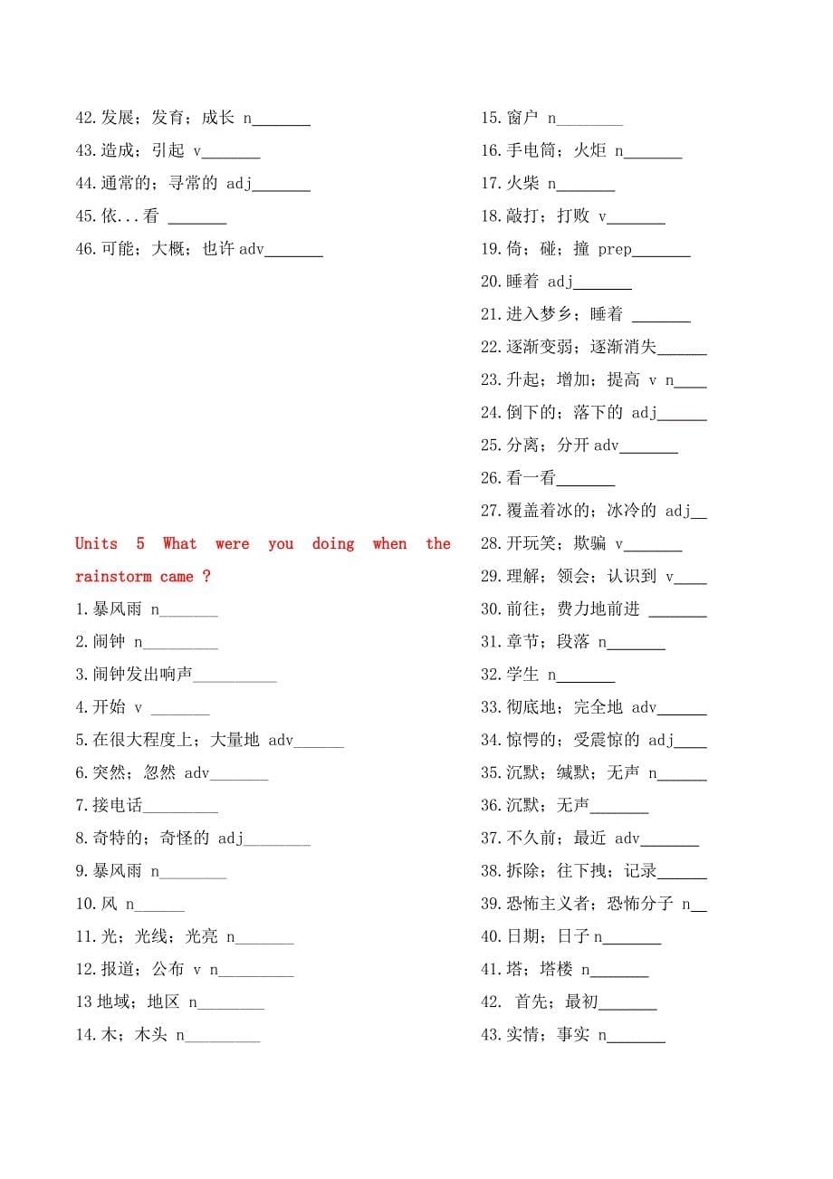 2014年春季人教版八年级下册英语单词与词组测试U1-10.doc_第5页