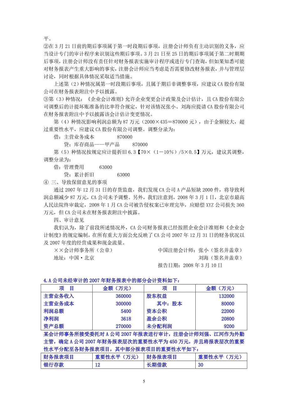 双学位--《2015审计学》综合案例分析题及分析答案.doc_第5页