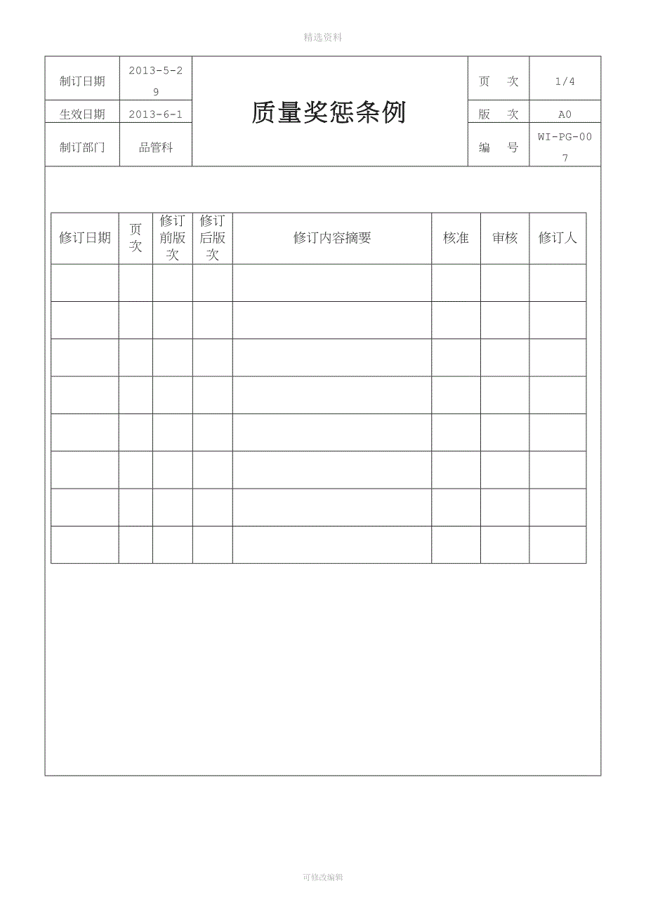 车间质量管理奖惩制度.doc_第1页