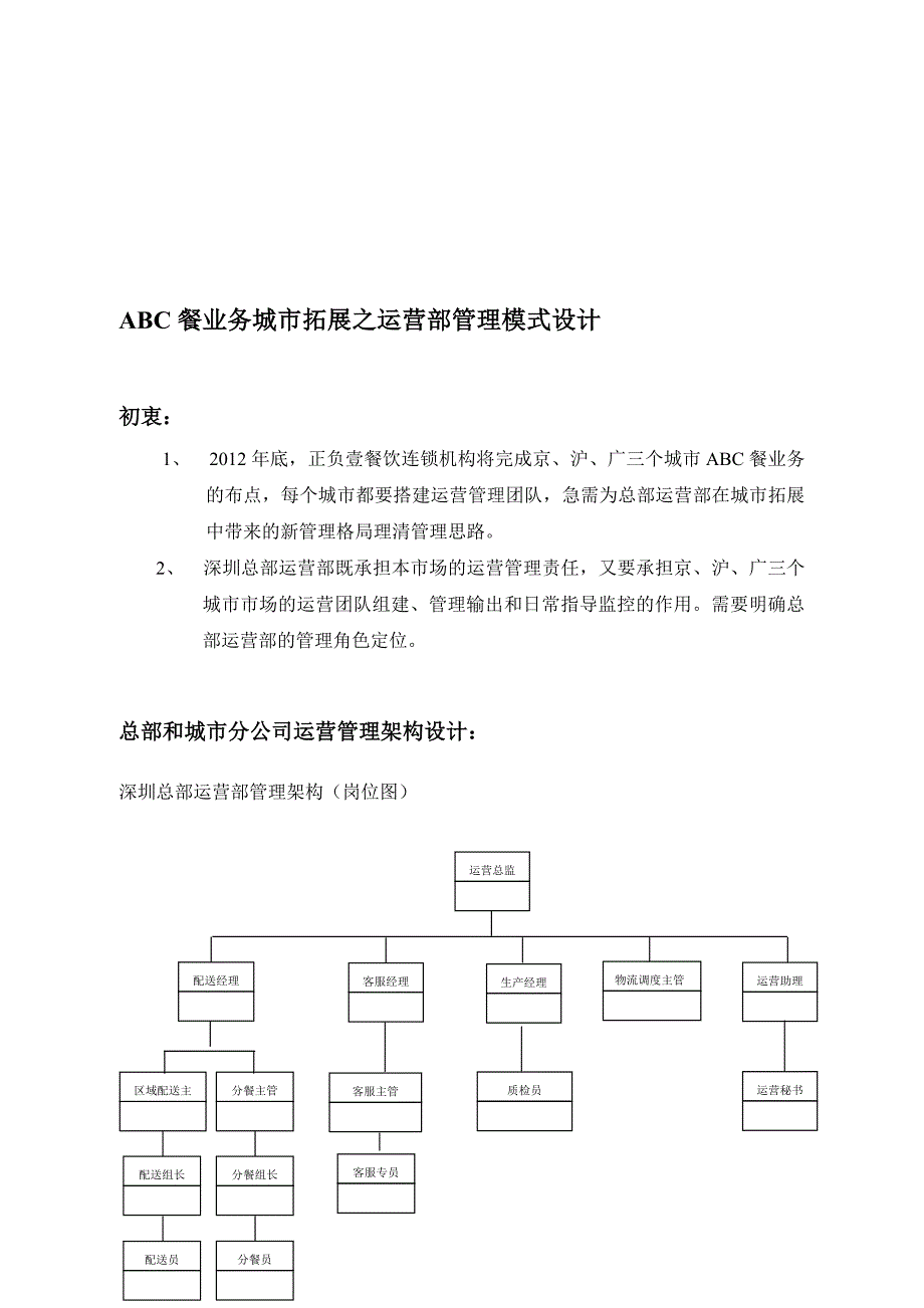 ABC餐业务城市拓展之运营部管理模式设计.doc_第1页