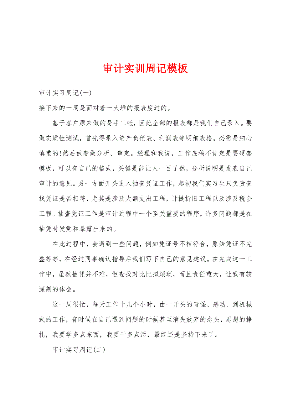 审计实训周记模板.docx_第1页
