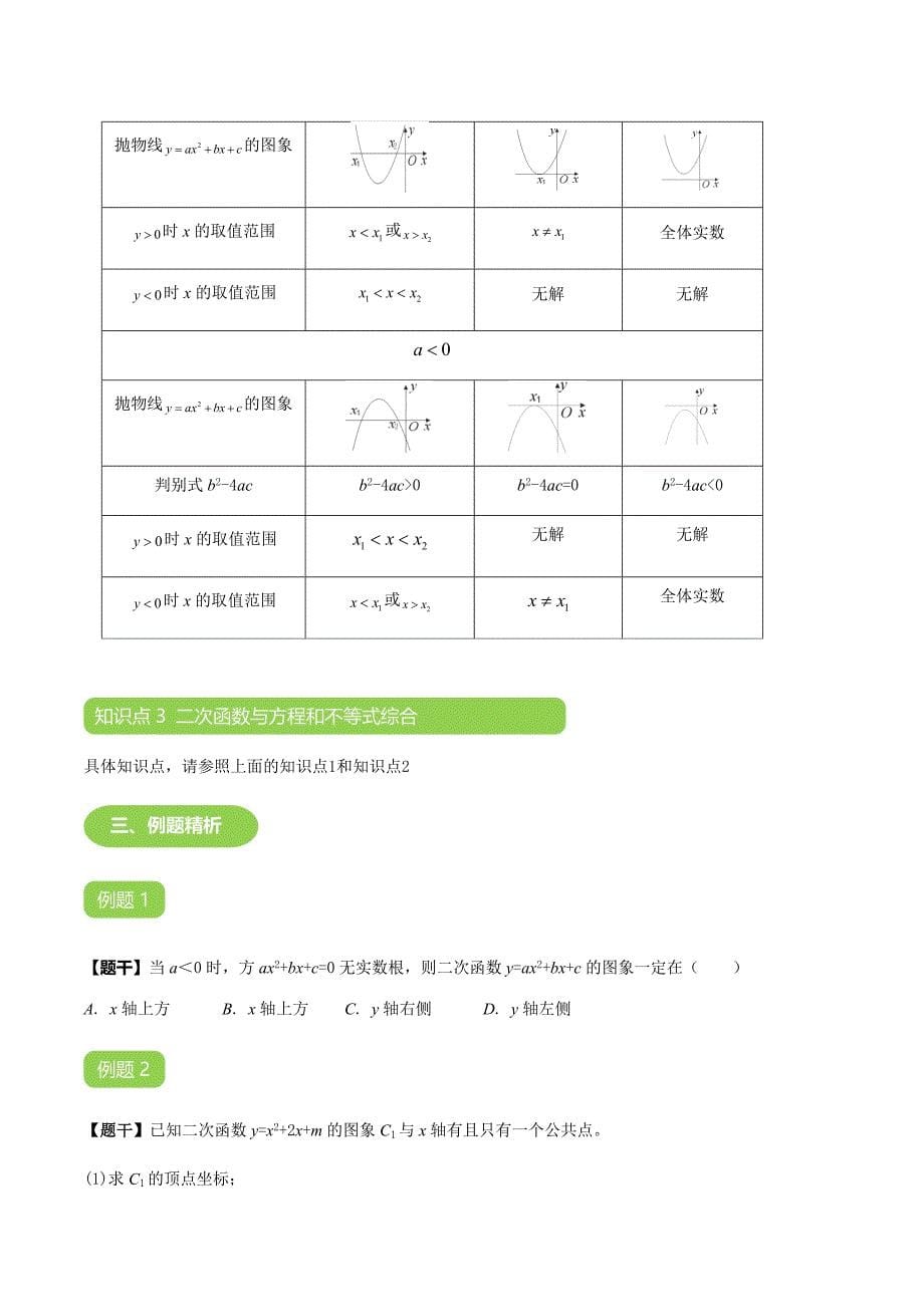 【BSD版春季课程初三数学】第10讲：二次函数与一元二次方程-教案.docx_第5页