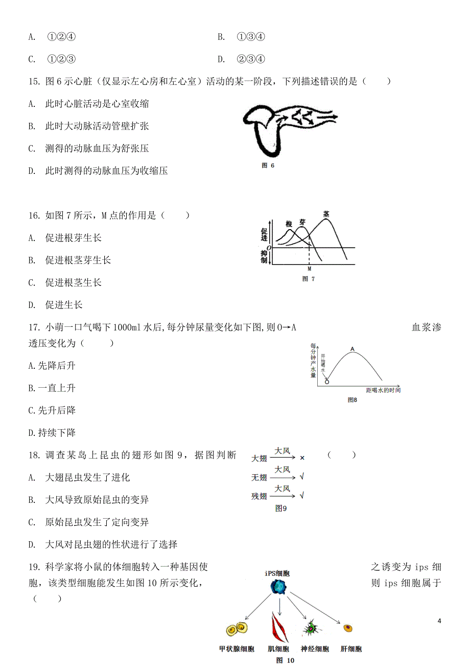 2018上海高中学业水平考试生命科学生物等级考真题卷.doc_第4页