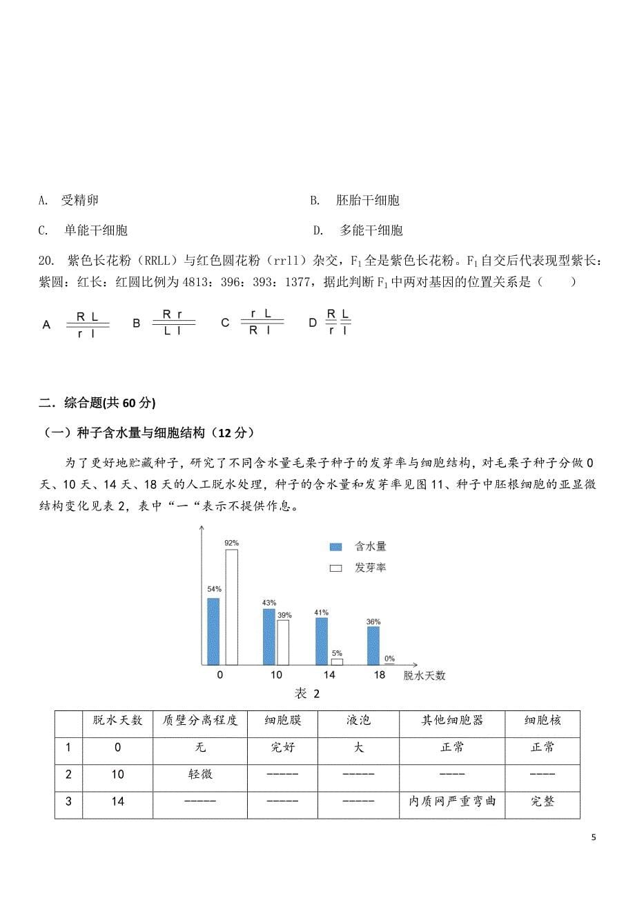 2018上海高中学业水平考试生命科学生物等级考真题卷.doc_第5页