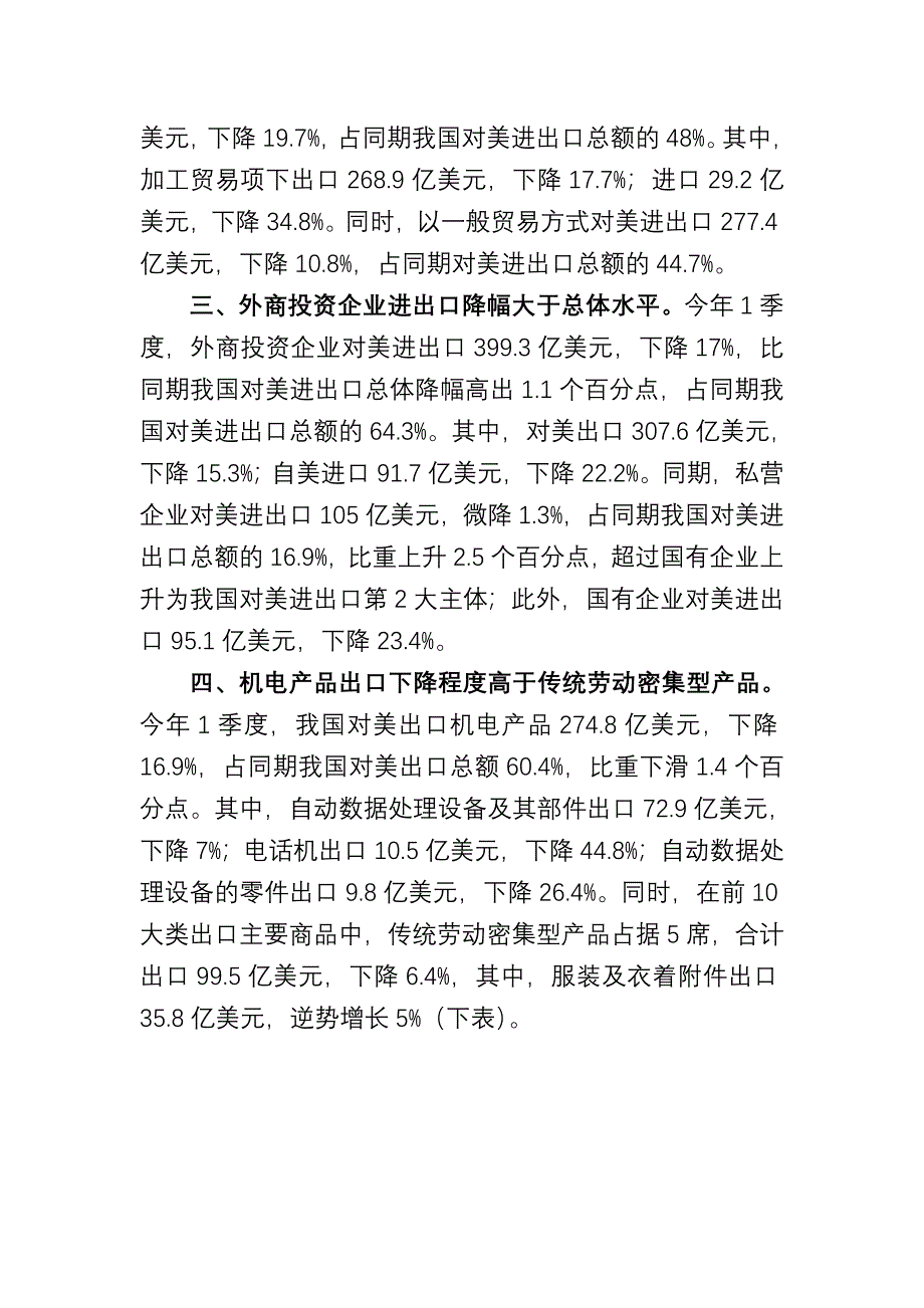 今年1季度我国对美进出口双双由增转降.doc_第2页