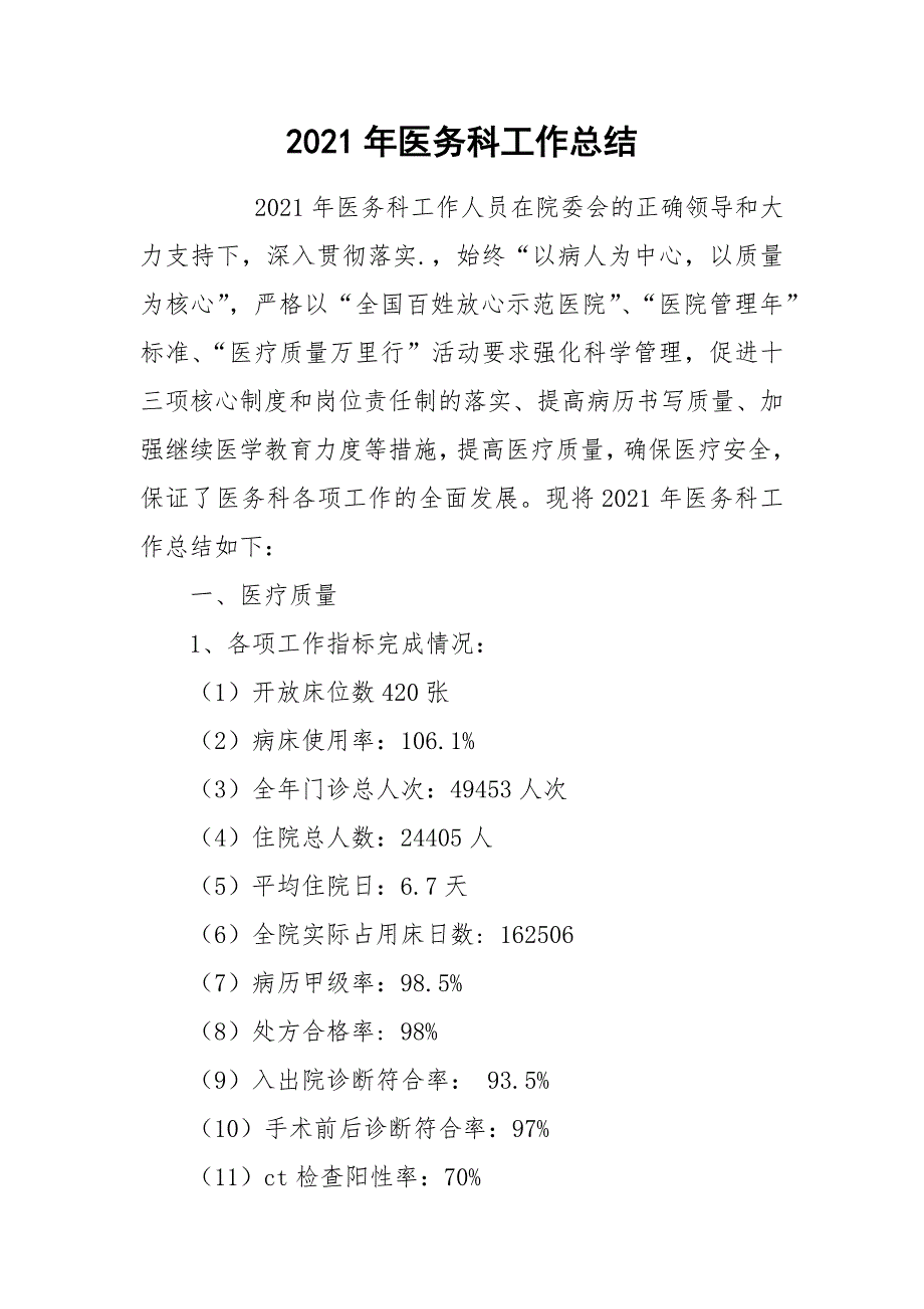 2021年医务科工作总结_1.docx_第1页