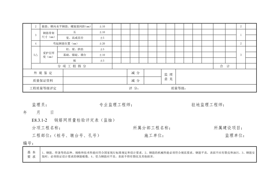 8桥梁工程质量检验评定表监理.doc_第3页