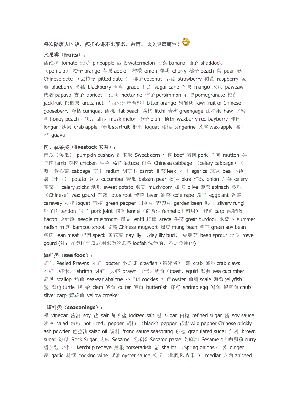 食品英语名称总结.doc_第1页
