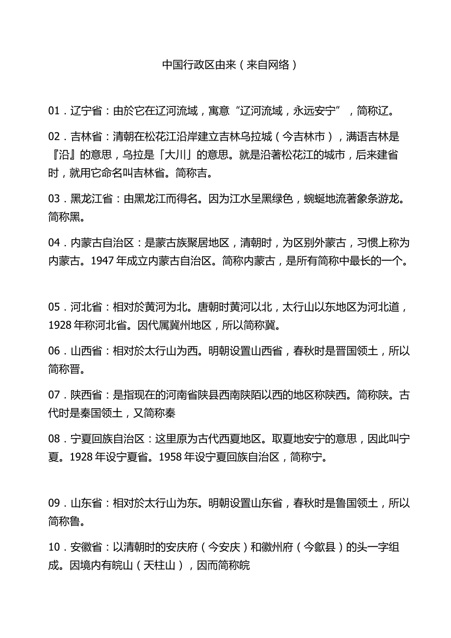 中国行政区由来(收集整理自网络).doc_第1页