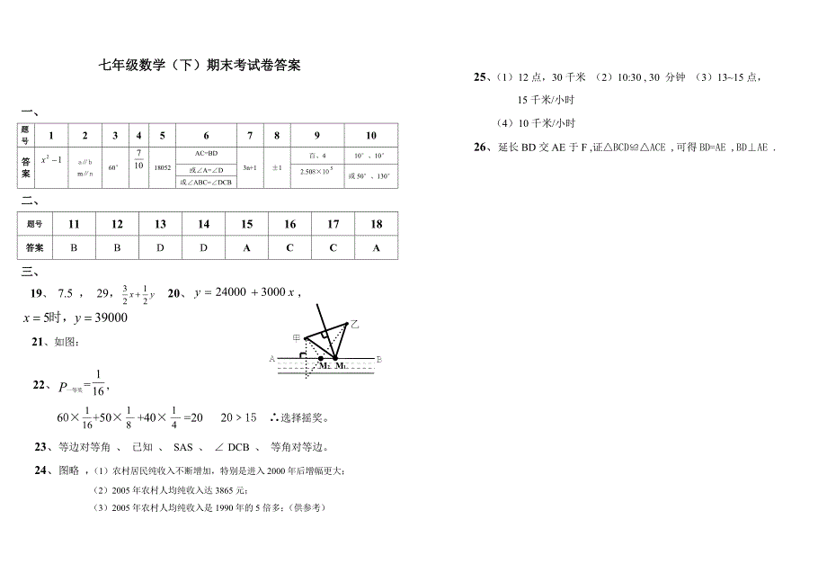 北师大七年级下册数学期末考试试卷及答案 （精选可编辑）.DOCX_第3页