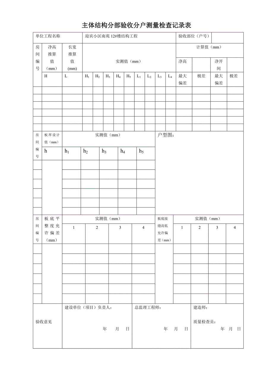 主体结构分部验收分户测量检查记录表.doc_第2页