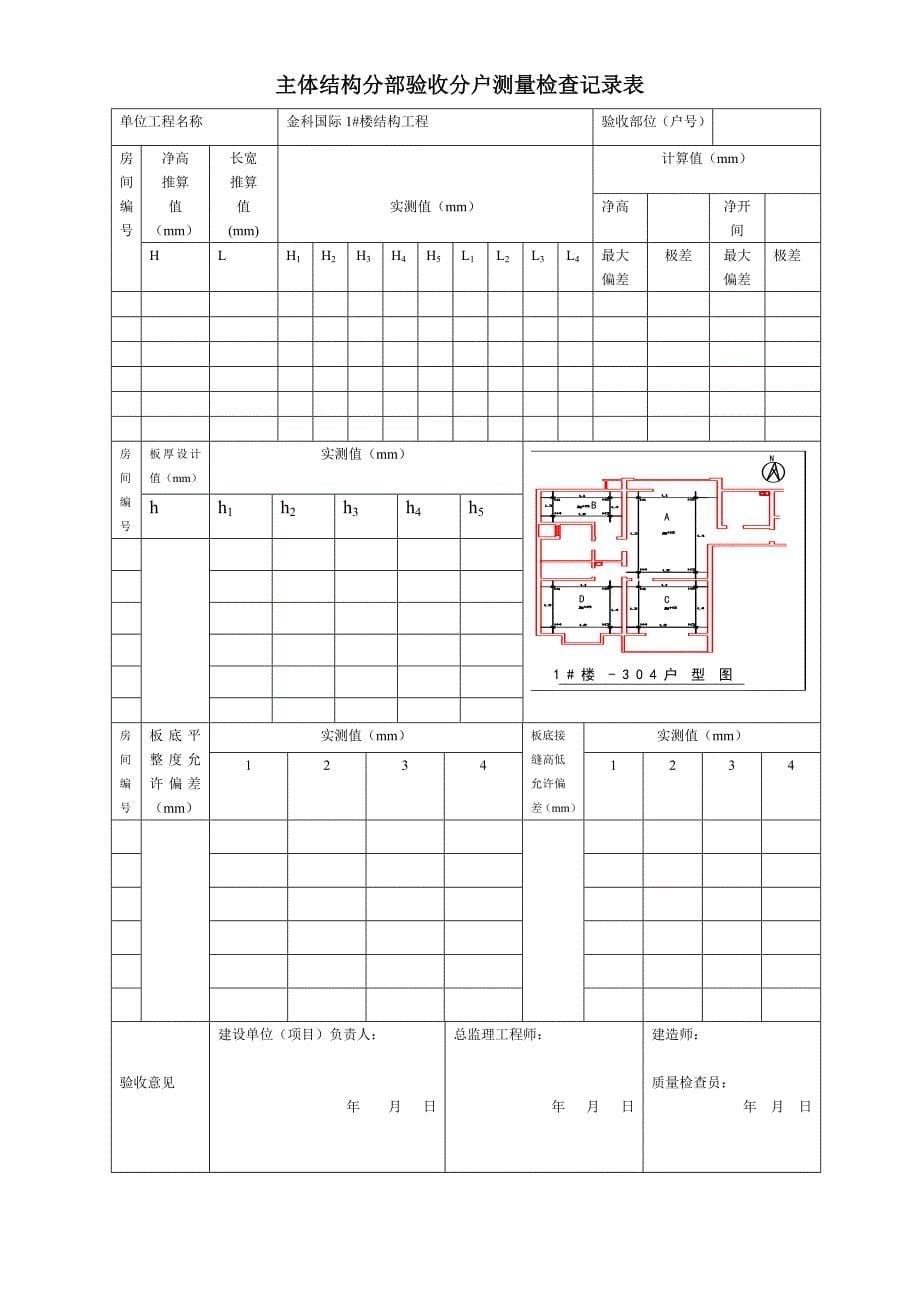 主体结构分部验收分户测量检查记录表.doc_第5页