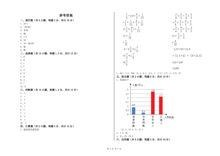 锡林郭勒盟重点小学小升初数学自我检测试题 附答案.doc_第4页