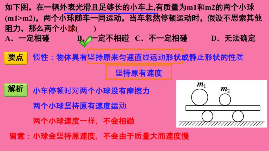 好题精析对牛顿第一定律的理解ppt课件_第2页