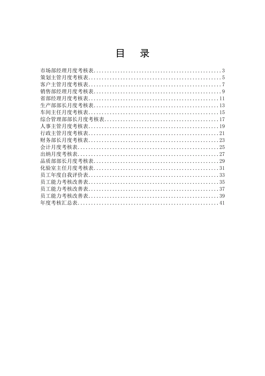 某公司各部门员工绩效考核表(全面).doc_第1页