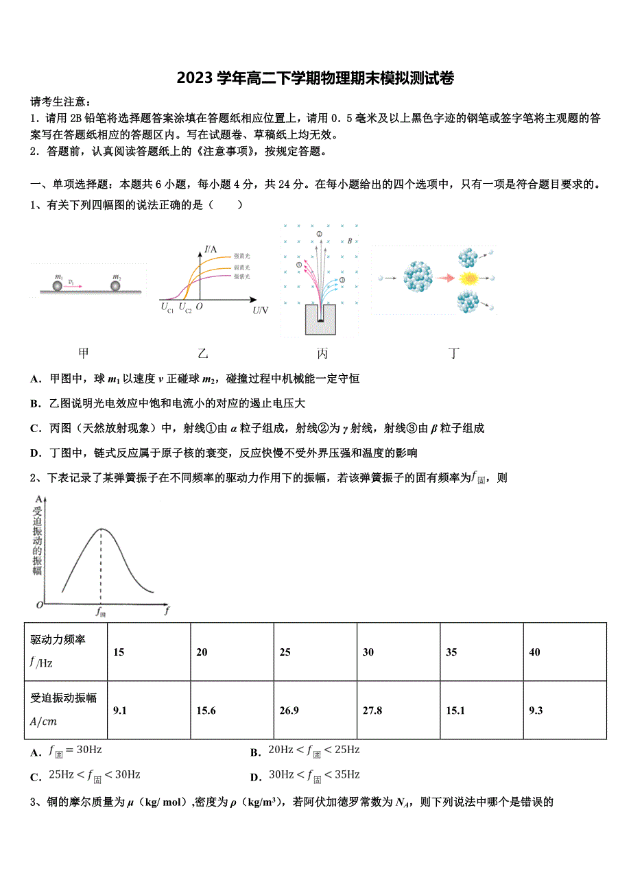 辽宁省丹东第四中学2023学年高二物理第二学期期末联考试题（含解析）.doc_第1页