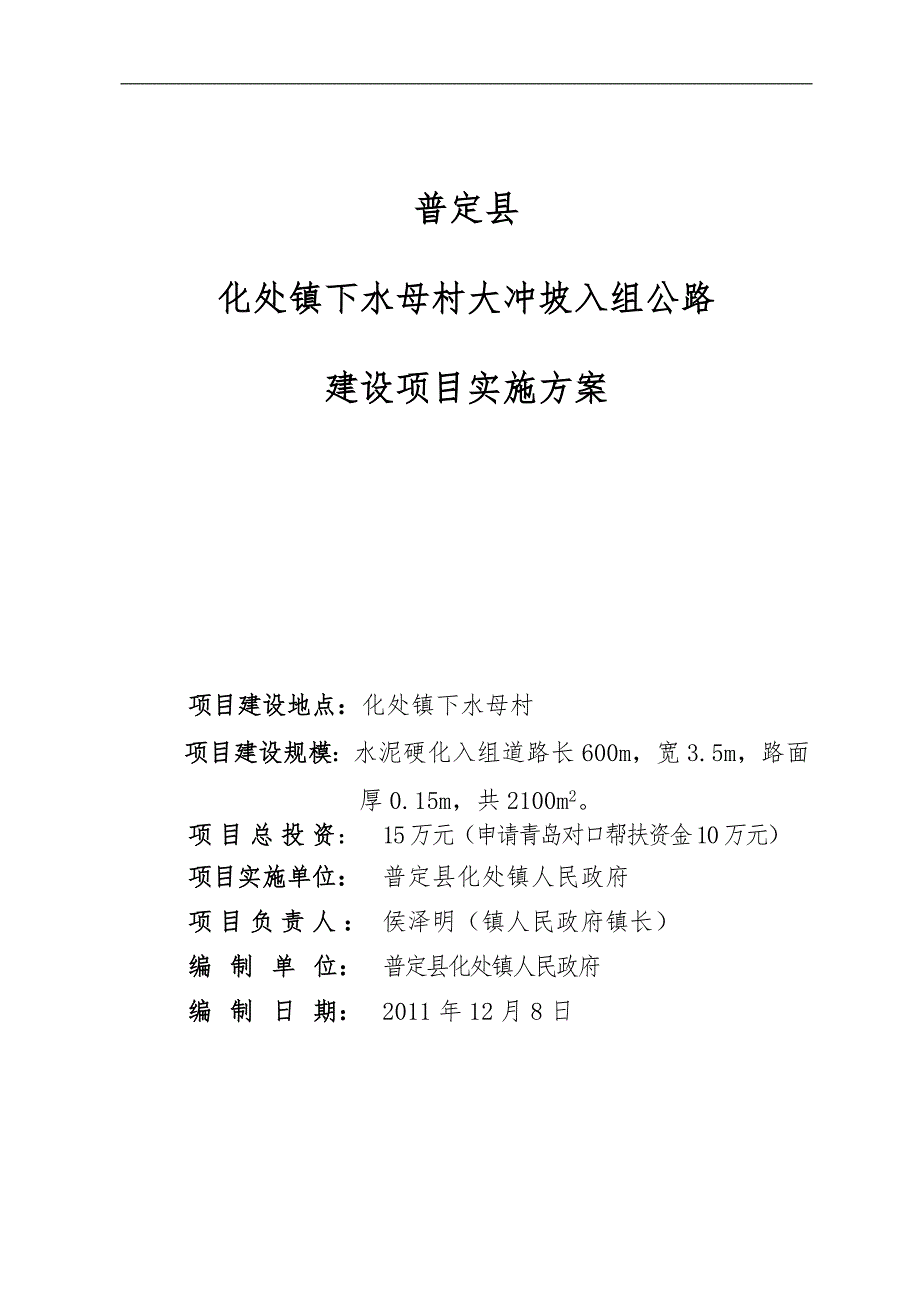 大冲坡入组公路建设项目实施方案.doc_第1页