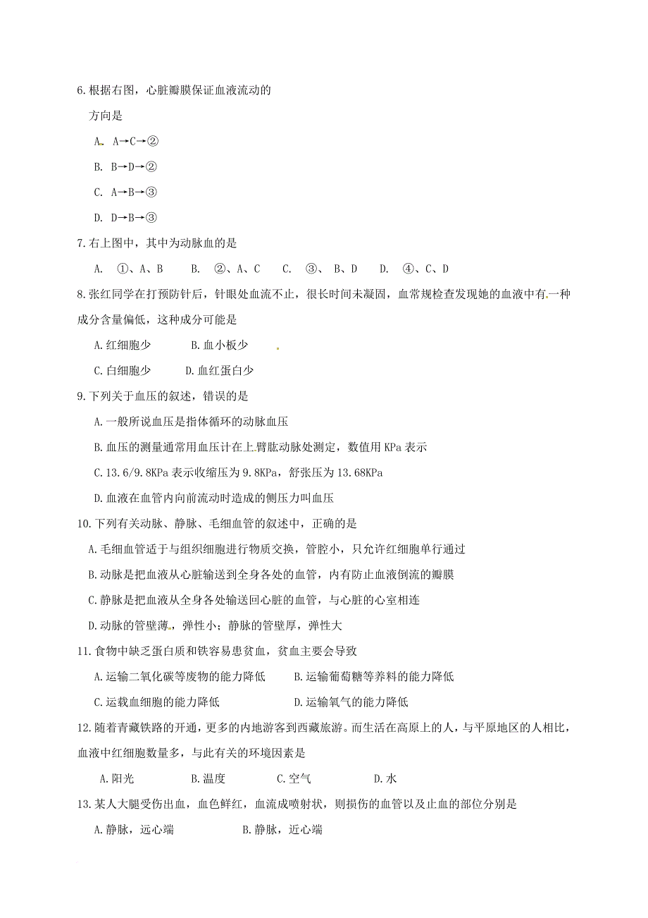 八年级生物10月月考试题（无答案） 苏教版_第2页