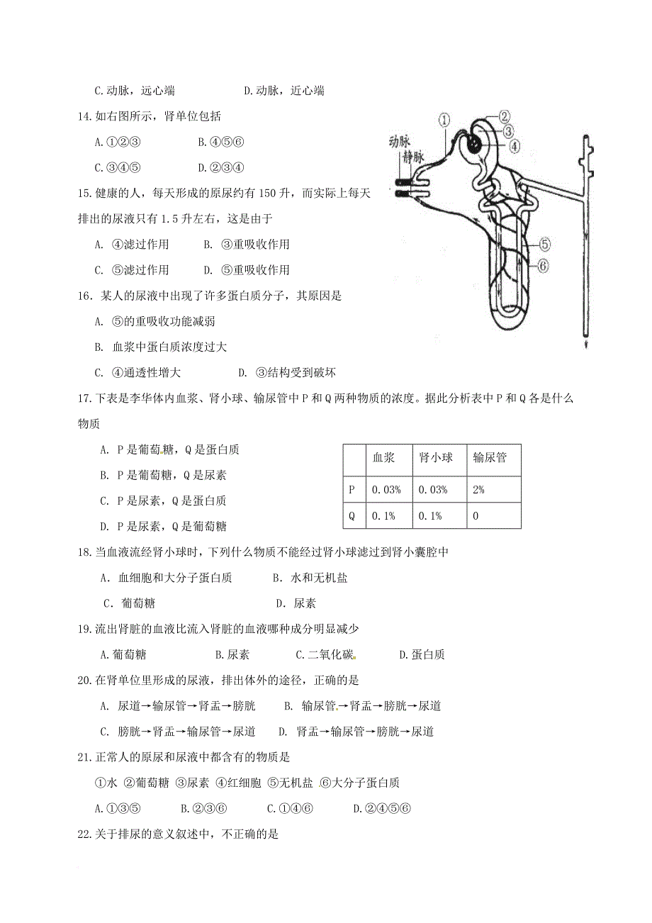 八年级生物10月月考试题（无答案） 苏教版_第3页