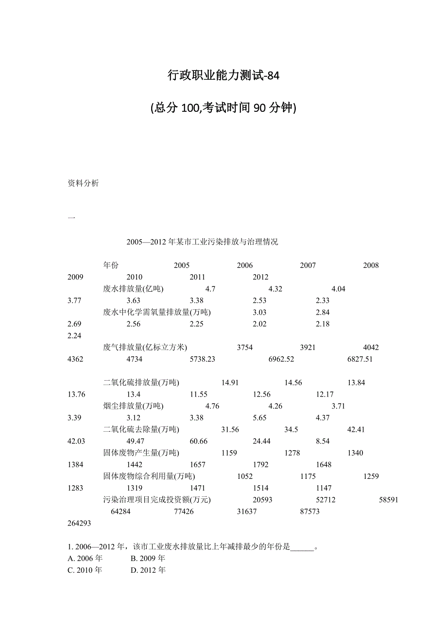 行政职业能力测试-84_第1页