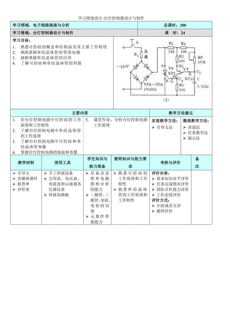 学习情境设计-台灯控制器设计与制作.doc_第1页