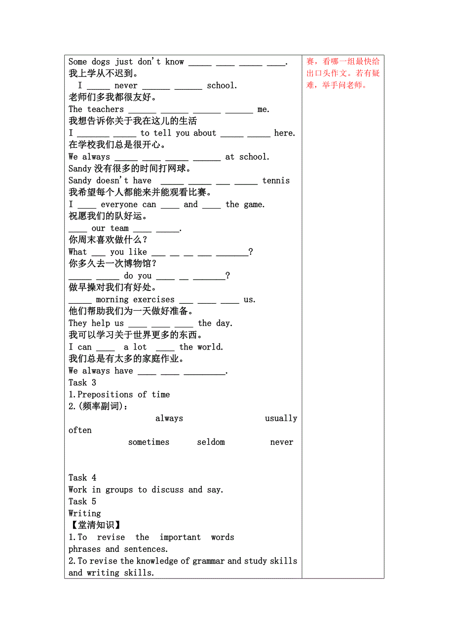 七年级英语牛津译林版上册复习导学案：Unit4Revision.doc_第2页