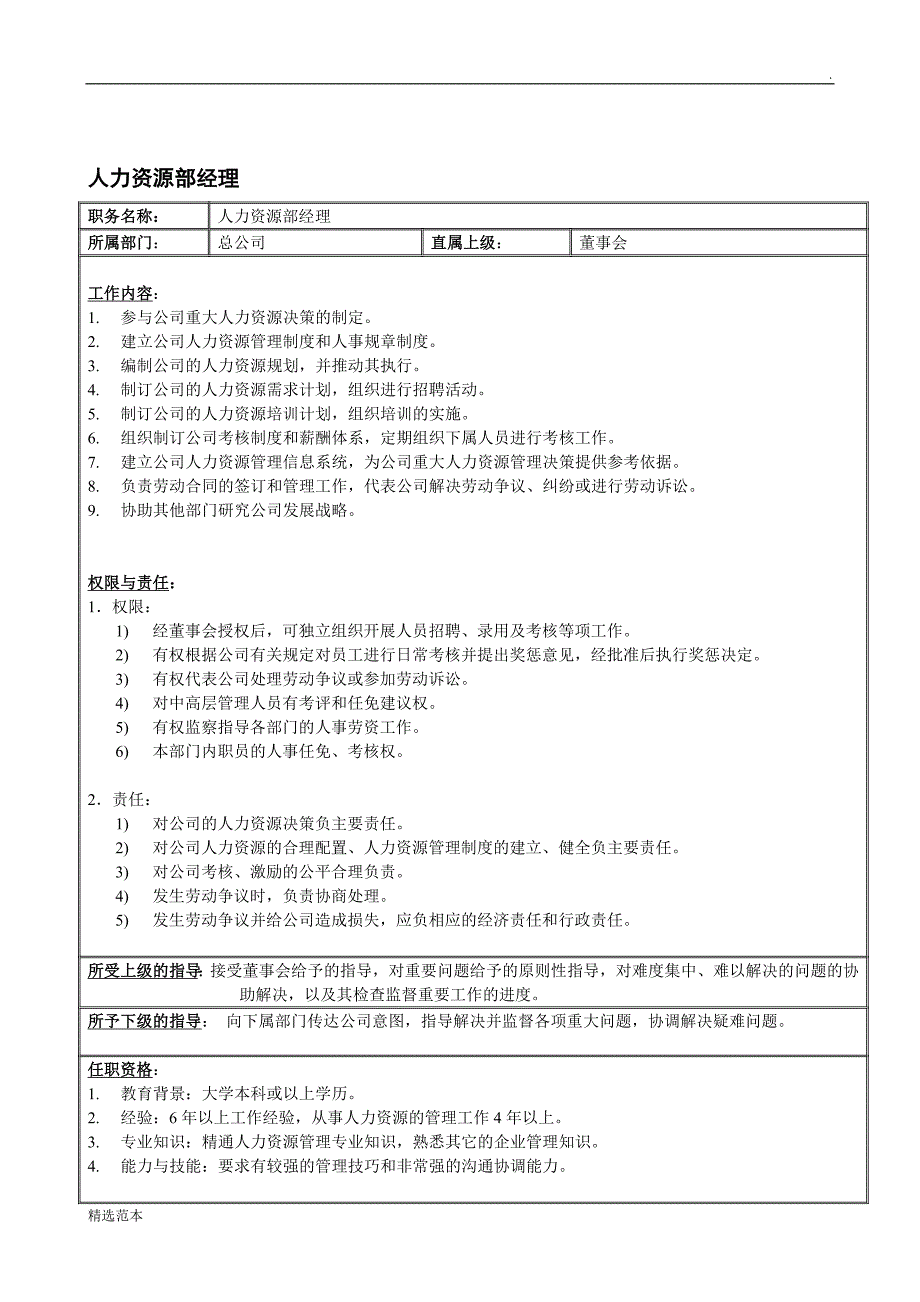 食品有限公司岗位职责说明书.doc_第3页